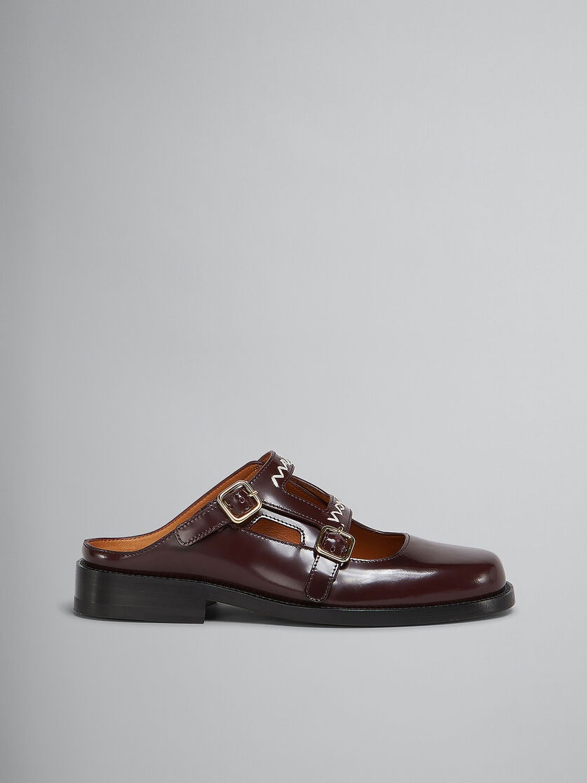 Marni BURGUNDY LEATHER BAMBI 3.0 LOAFER WITH DOUBLE BUCKLE