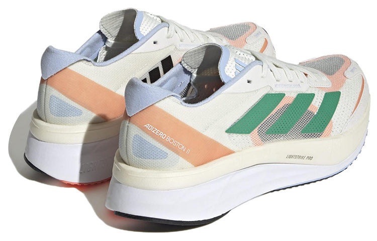 (WMNS) Adidas Adizero Boston 11 Running Shoes 'White Tint / Court Green' HQ3697 - 4