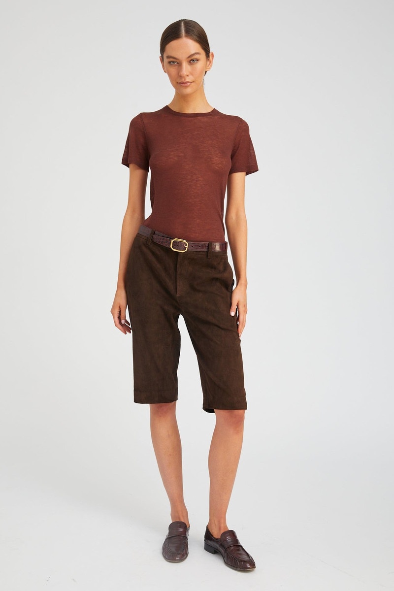 AMERICANO SUEDE BERMUDA TROUSER SHORTS 1