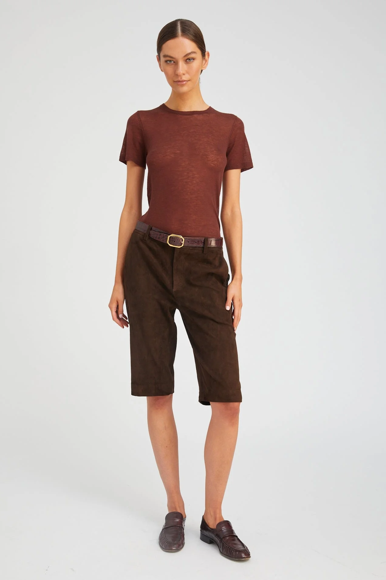 AMERICANO SUEDE BERMUDA TROUSER SHORTS - 1