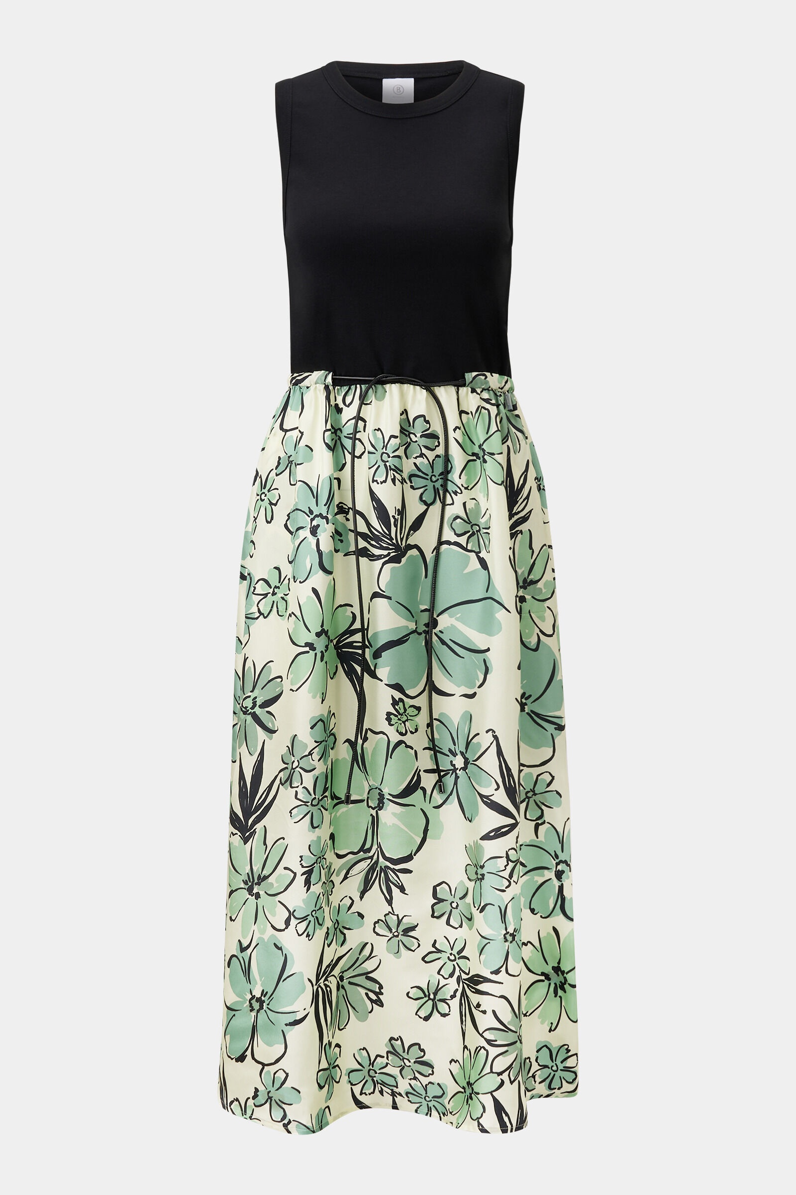 Silk jersey dress Silke in Black/Green - 1
