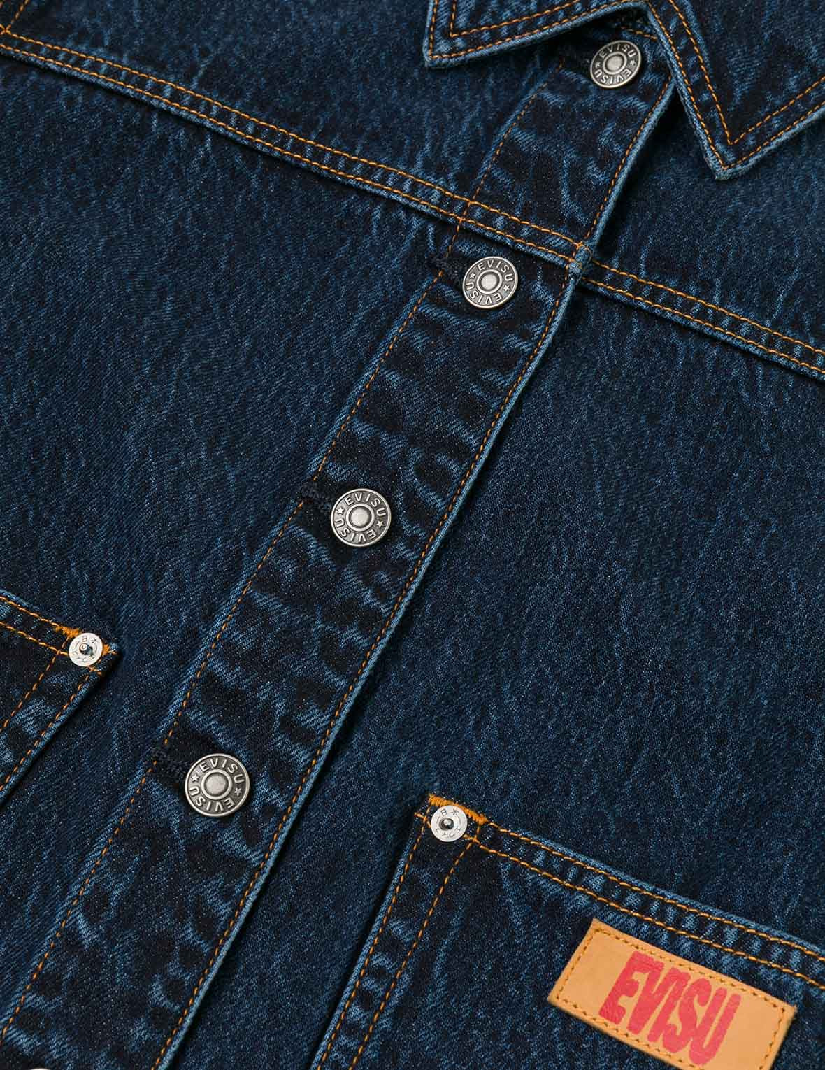 Gradient Print Loose Fit Washed Denim Jacket - 10