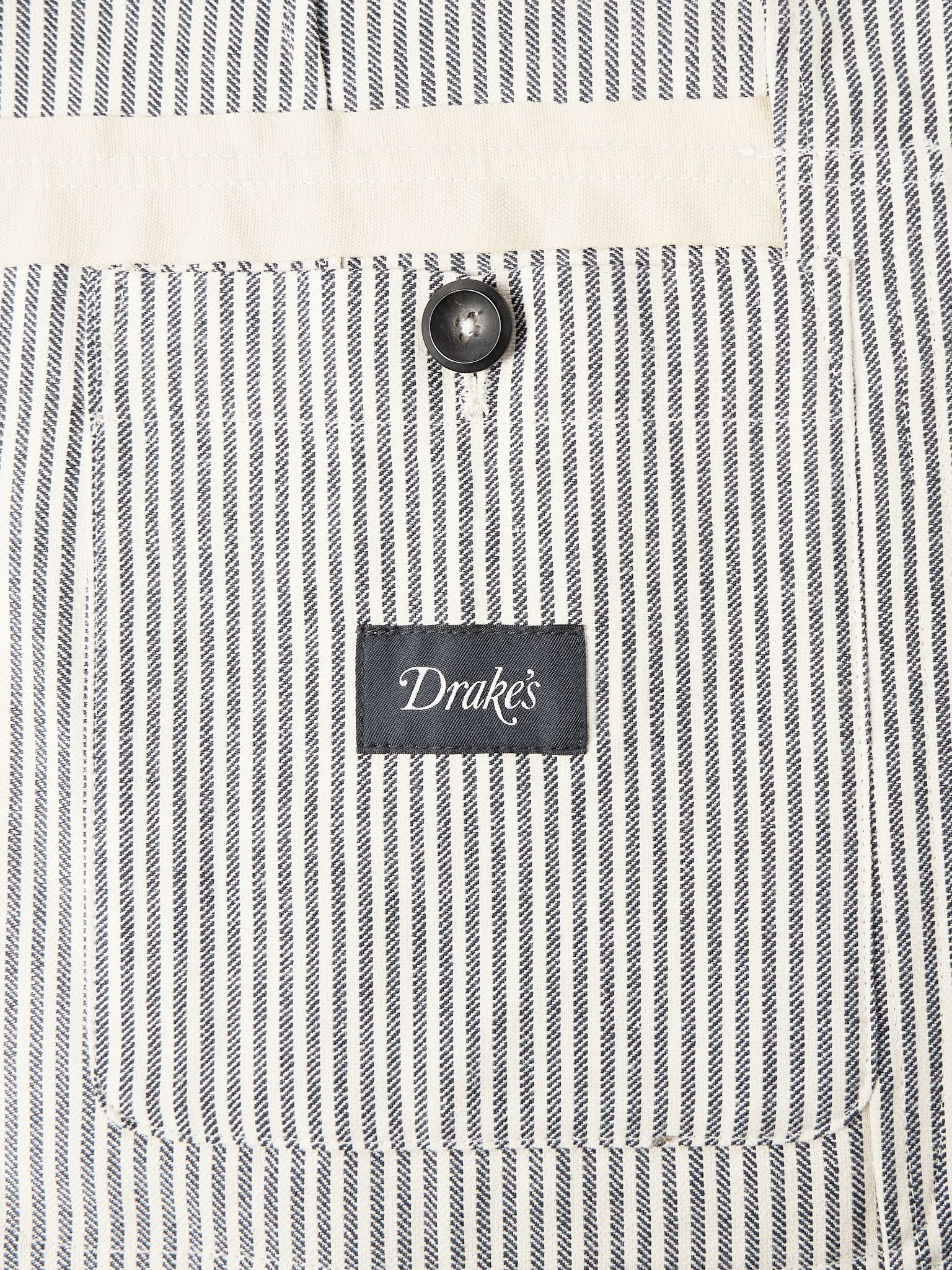 Unstructured Striped Cotton and Linen-Blend Blazer Navy - 5