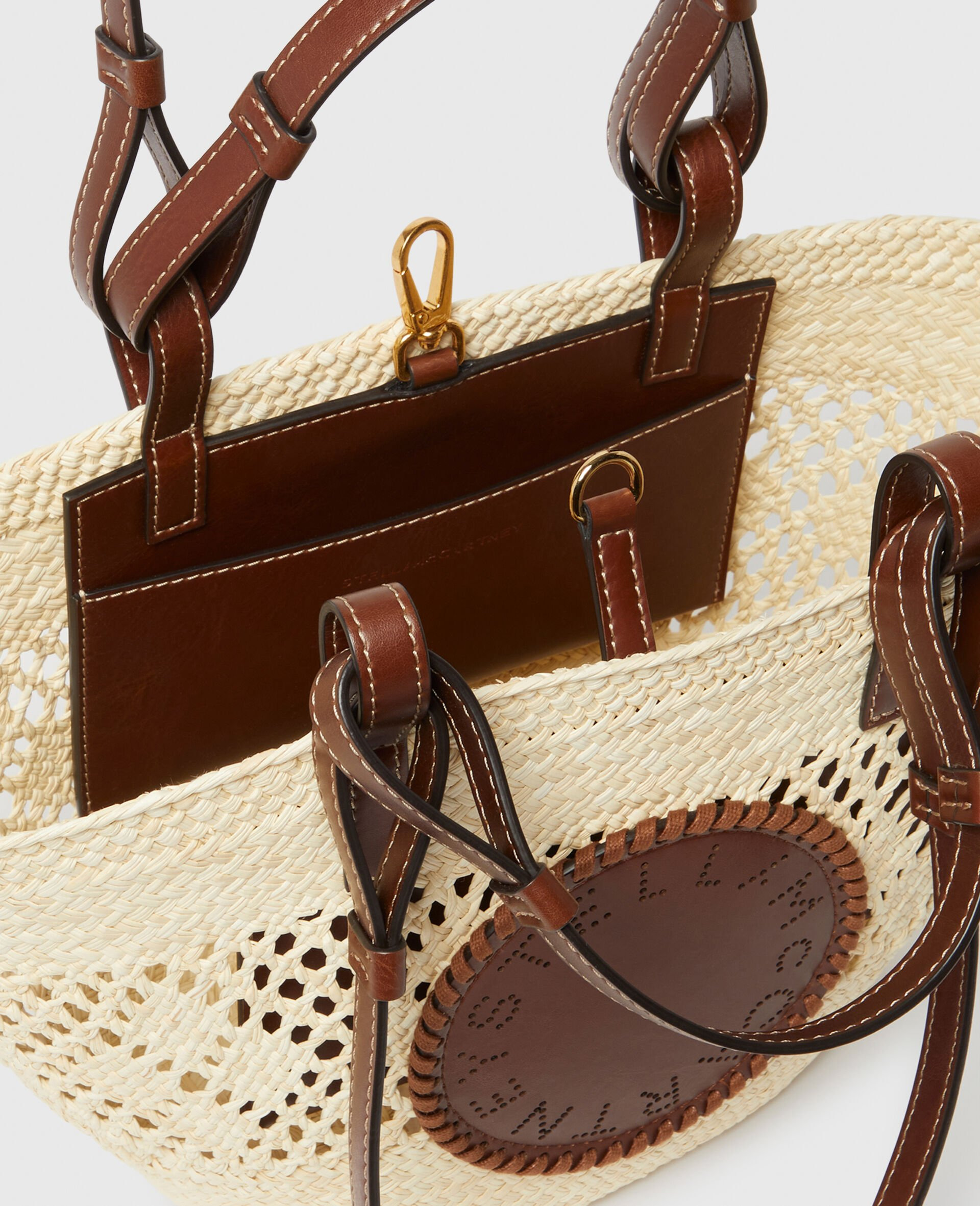 Logo Raffia Crochet Medium Tote Bag - 5