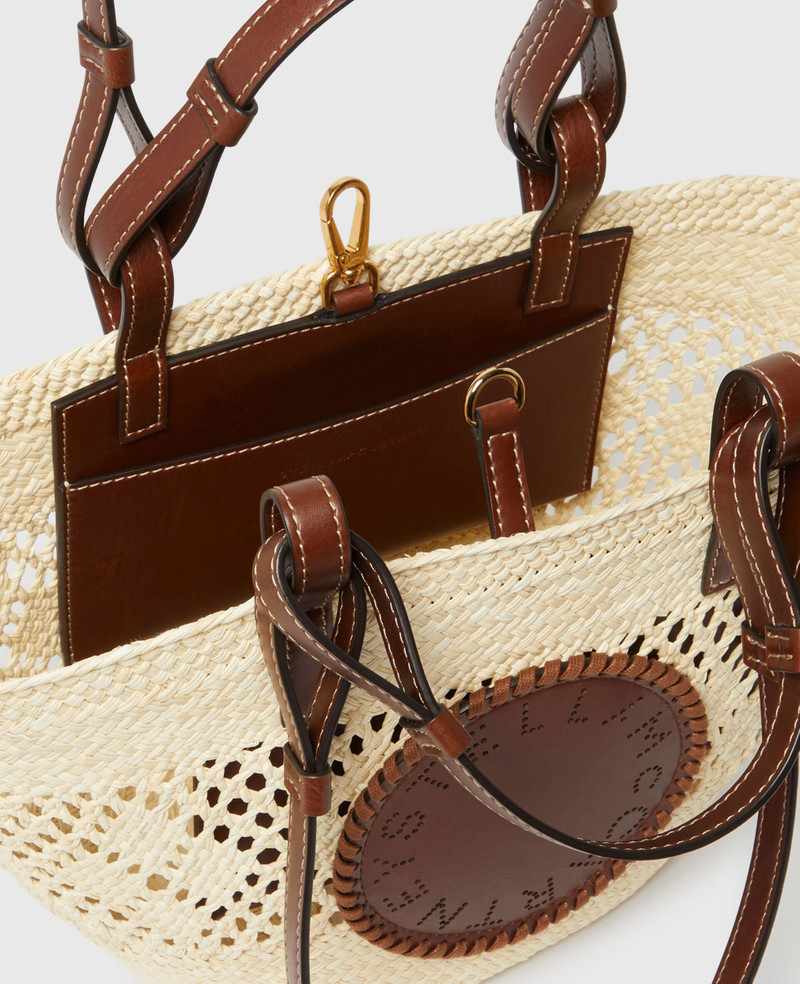 Stella McCartney Logo Raffia Crochet Medium Tote Bag outlook