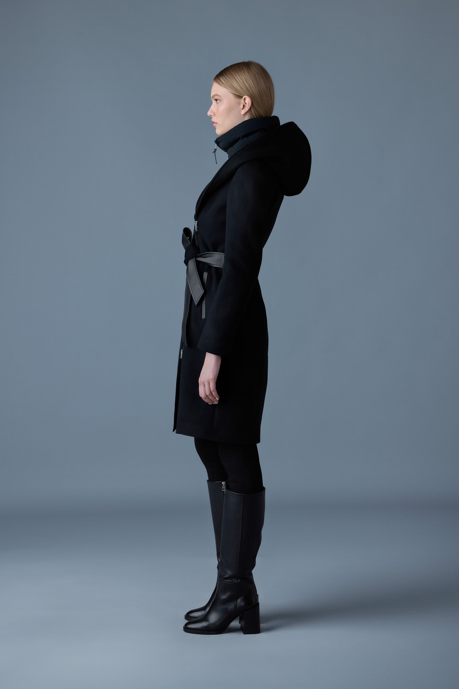 SHIA-SLB 2-in-1 double-face wool coat with removable bib - 3