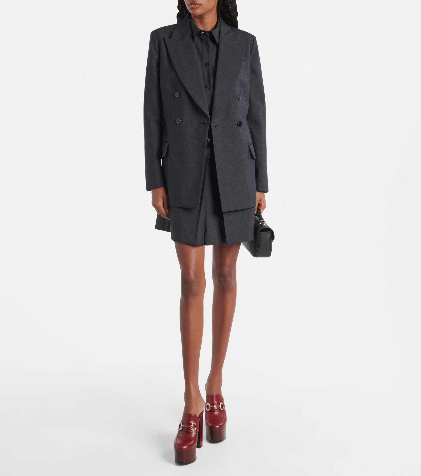 Double-breasted wool blazer - 2