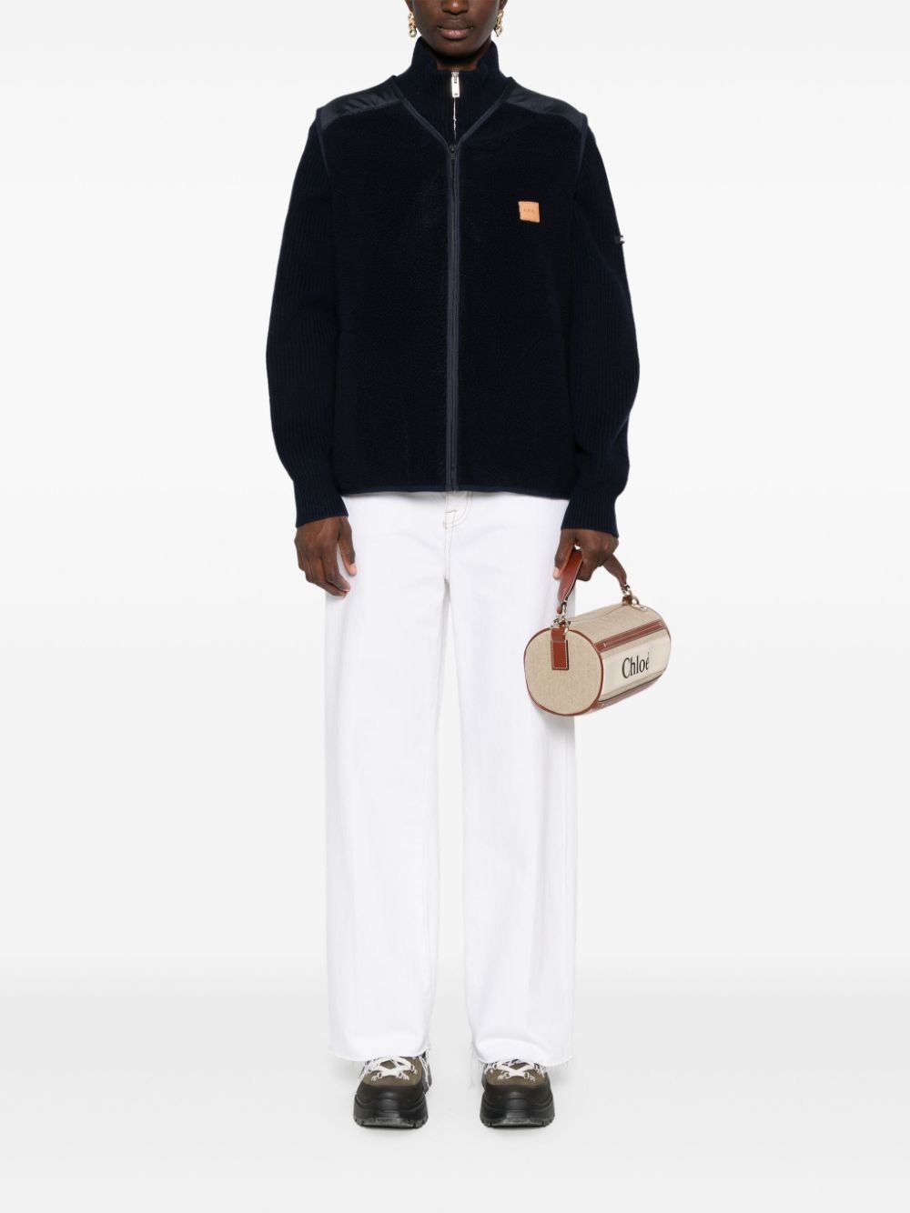 logo-patch fleece vest - 2