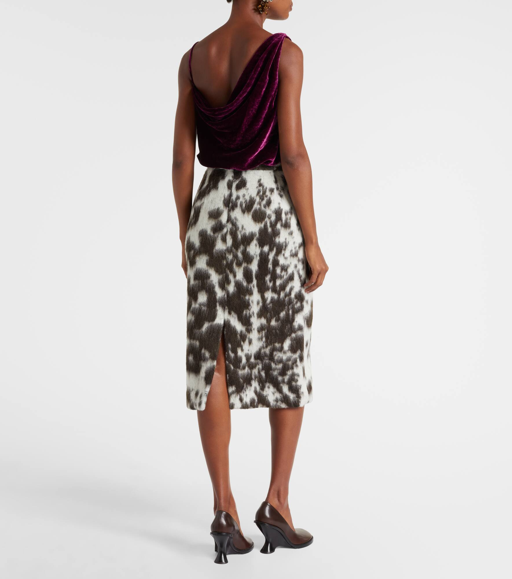 Printed wool-blend midi skirt - 3