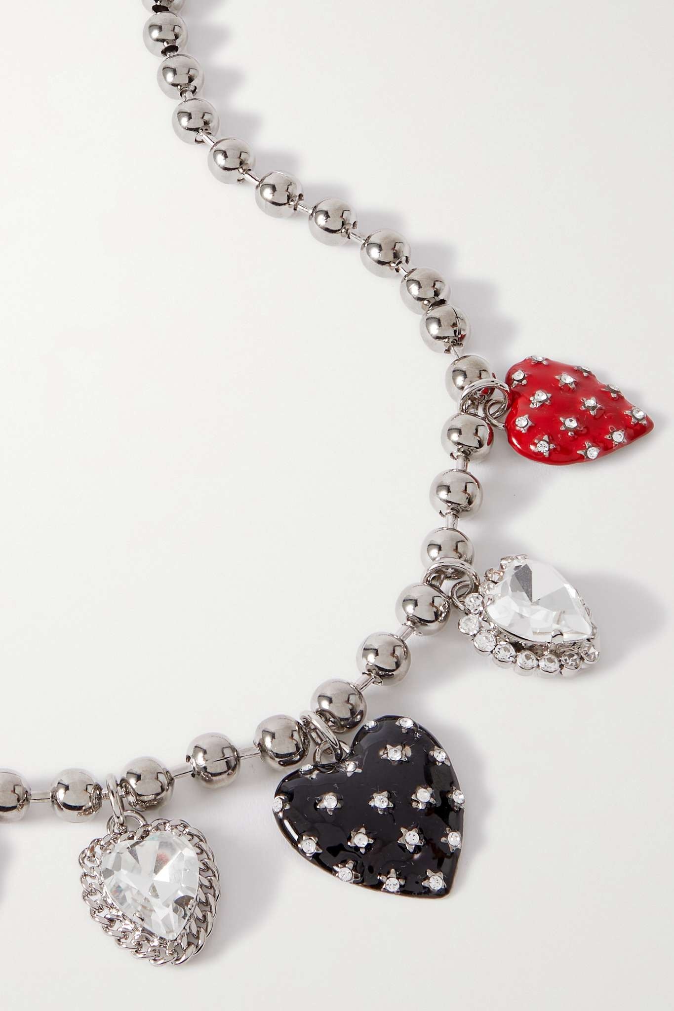 Silver-tone, crystal and enamel necklace - 4