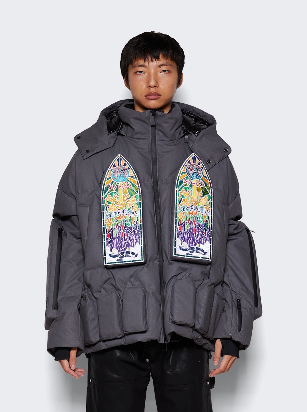 WHO DECIDES WAR Puffer Jacket Grey | thewebster | REVERSIBLE