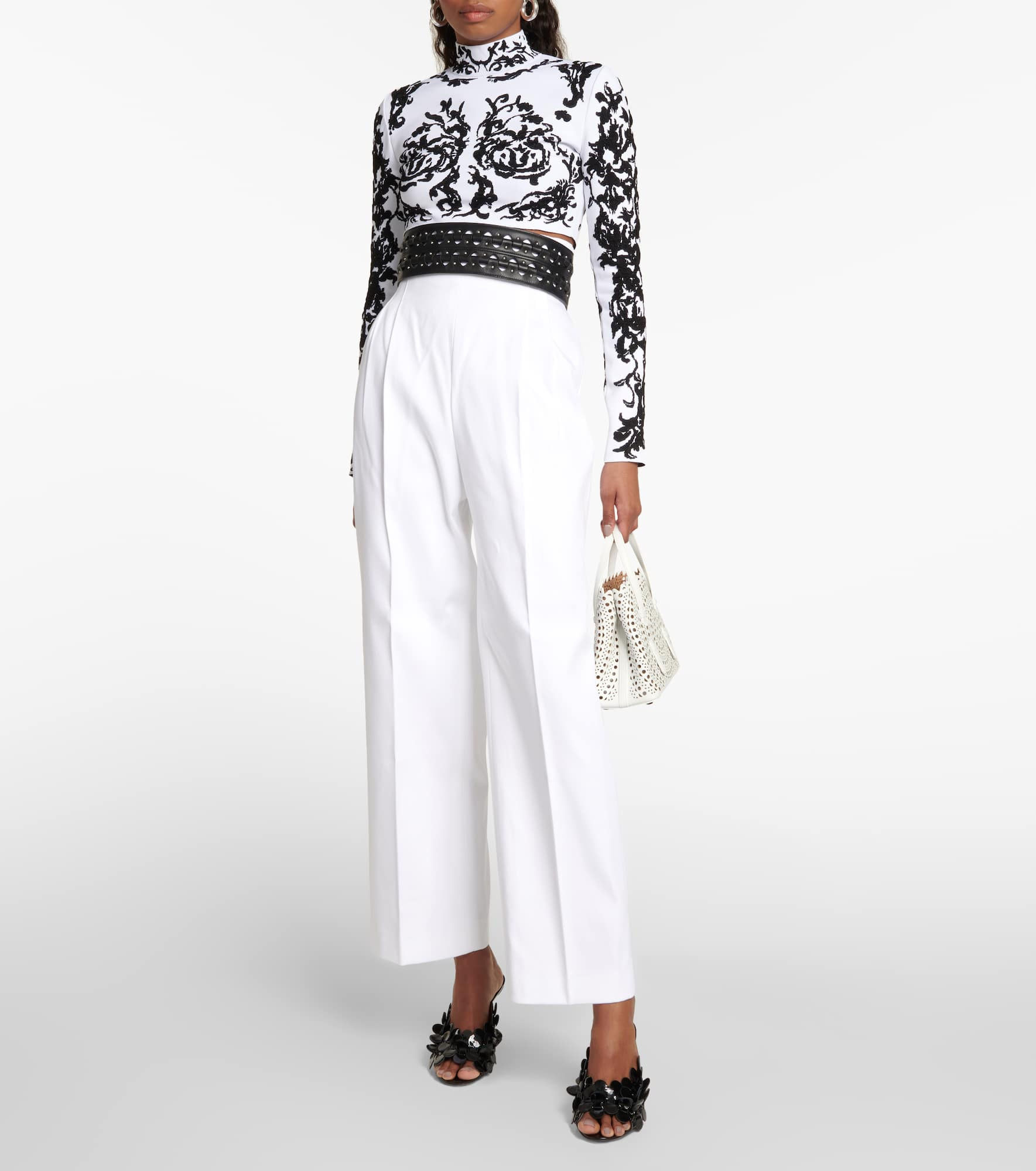 Calligraphy jacquard crop top - 2