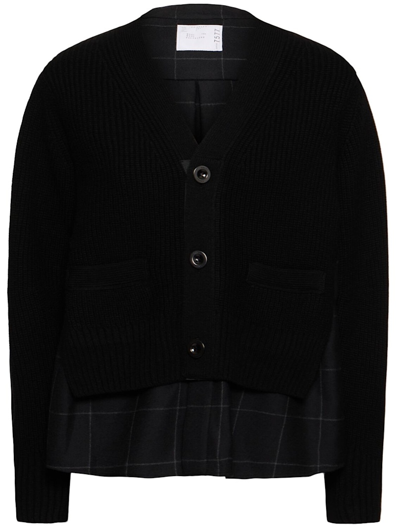 Windowpane knit cardigan - 1