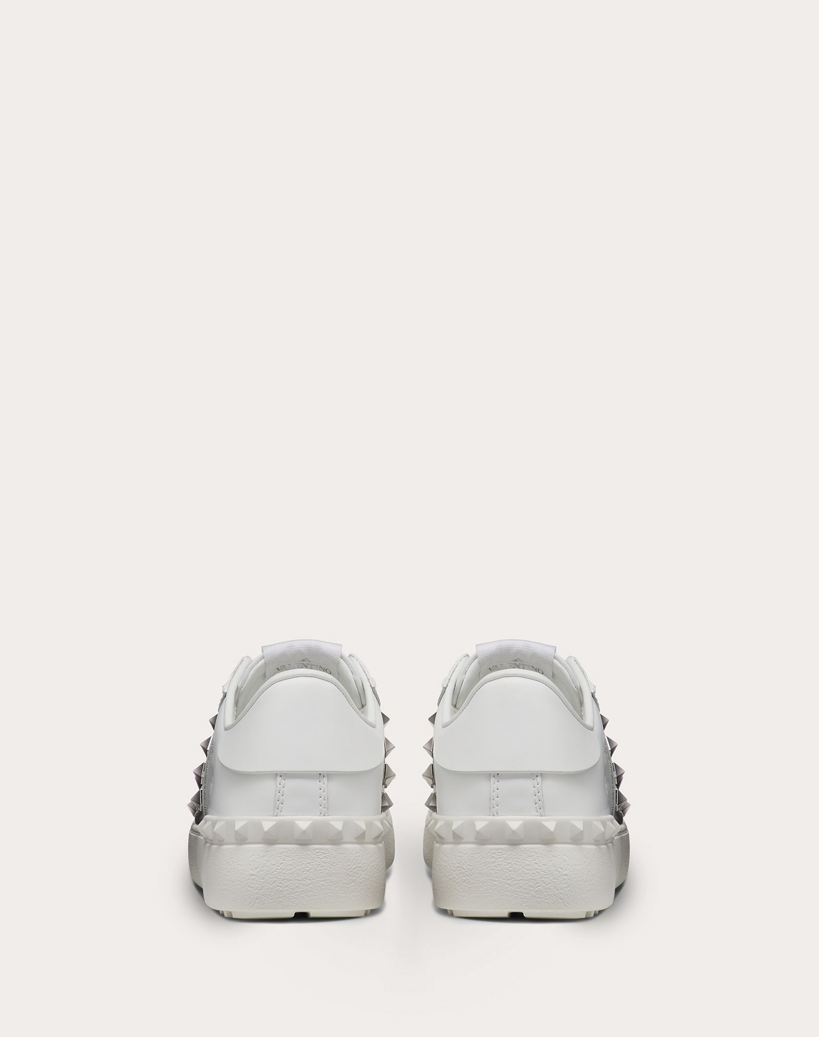 Rockstud Untitled Sneaker in Calfskin Leather with Metallic Stripe - 3