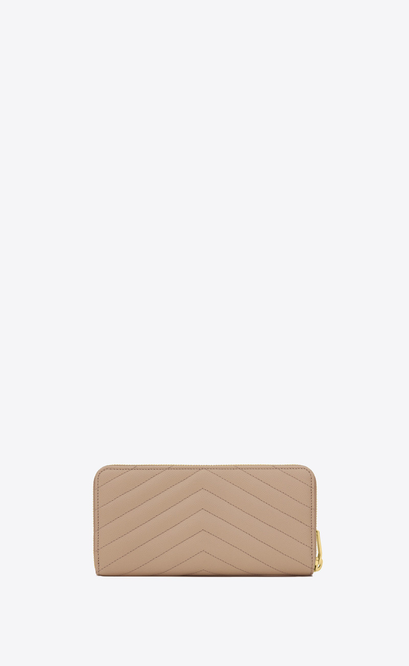 SAINT LAURENT cassandre saint laurent matelassé zip around wallet in grain de poudre embossed leather outlook