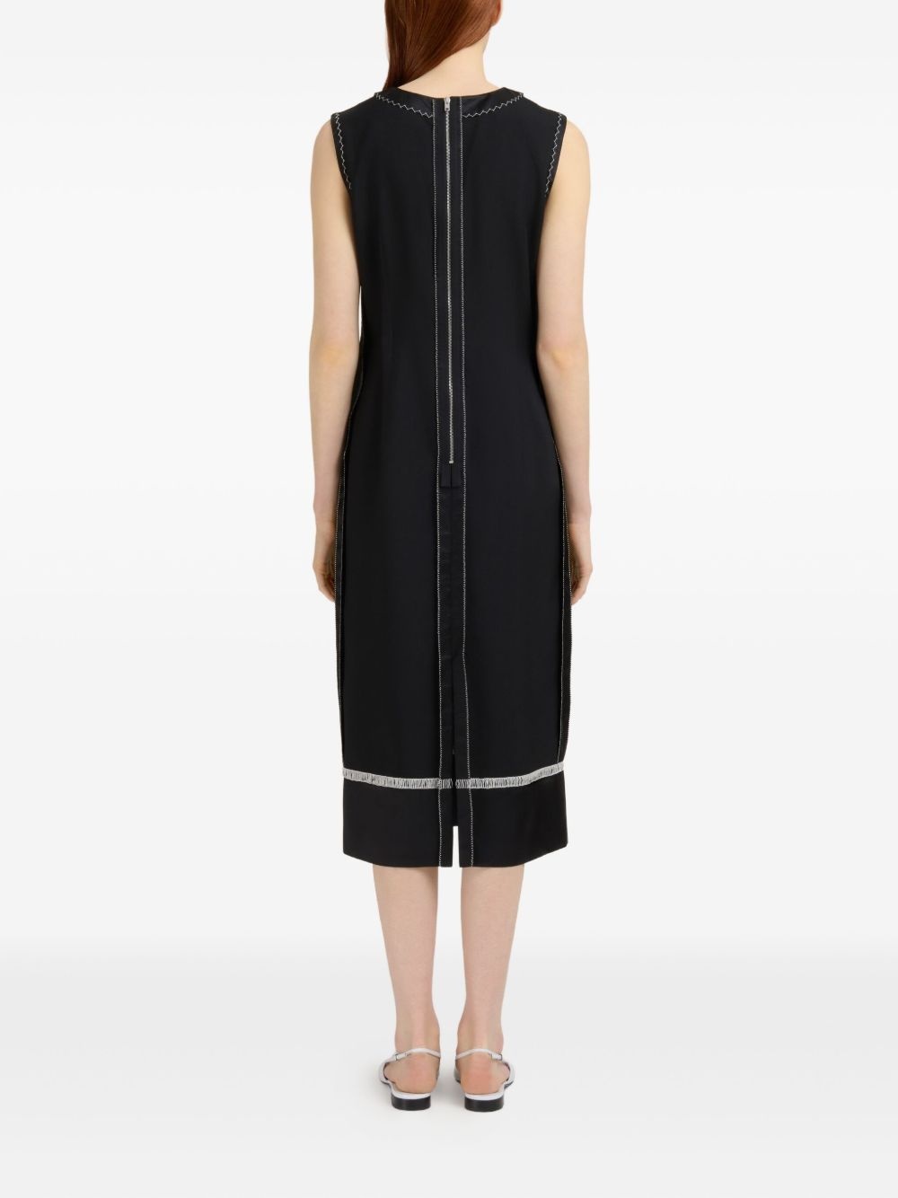 stitched-detail sleeveless midi dress - 3