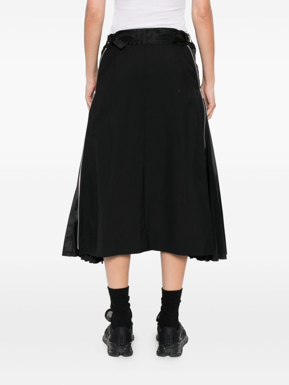 zip-detail pleated skirt - 4