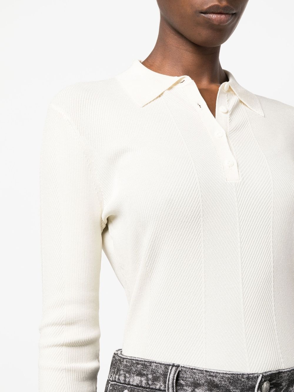 Pacey ribbed-knit polo top - 5