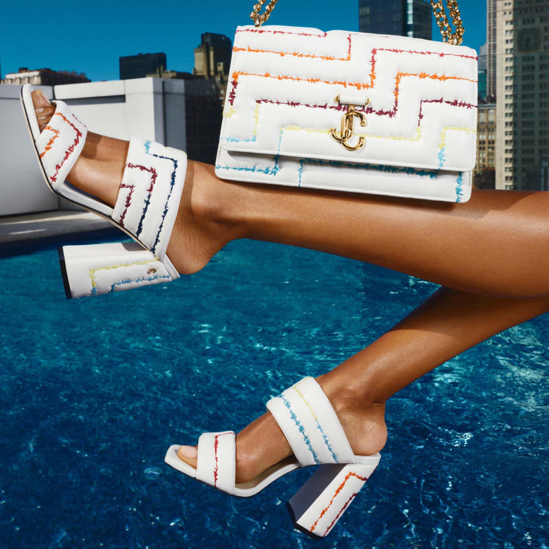 Varenne Shoulder M
Latte Quilted Nappa Leather Shoulder Bag with Rainbow Embroidery 9