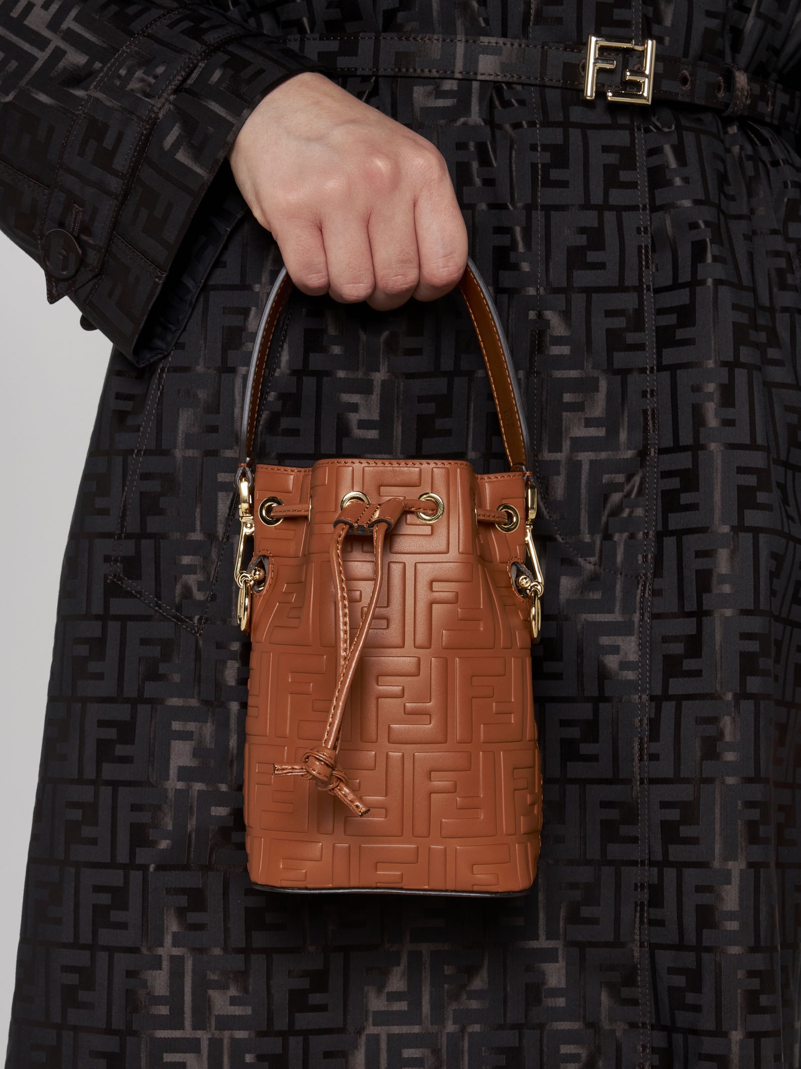 Fendi Mon Tresor Brown Leather Mini-Bag Brown in Leather with Gold-tone - US