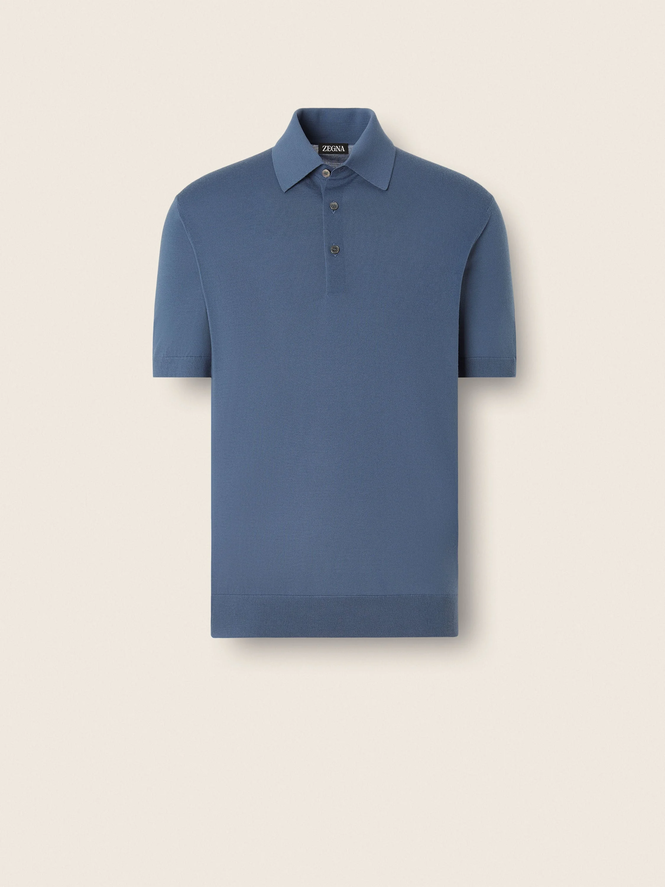 LIGHT BLUE MÉLANGE TROFEO 15MILMIL15 WOOL POLO SHIRT - 1