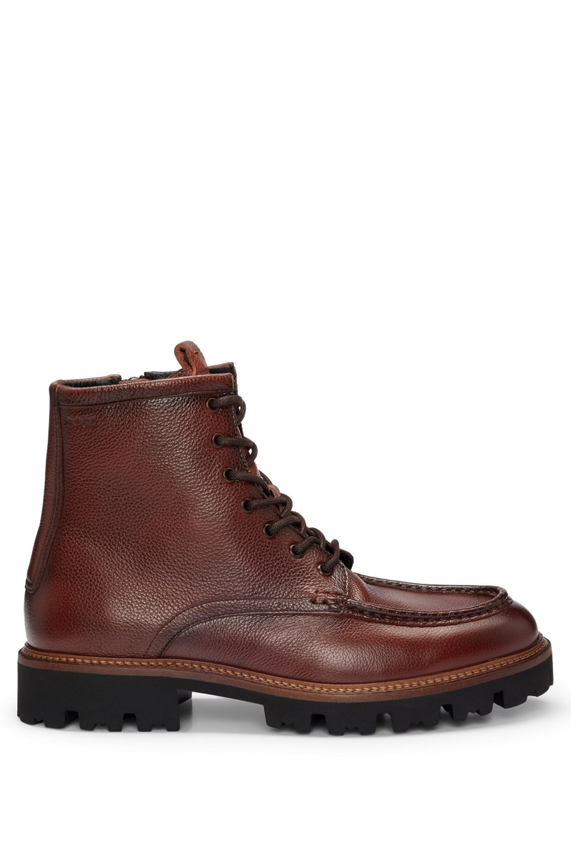 GRAINED-LEATHER HALF BOOTS WITH APRON TOE 1