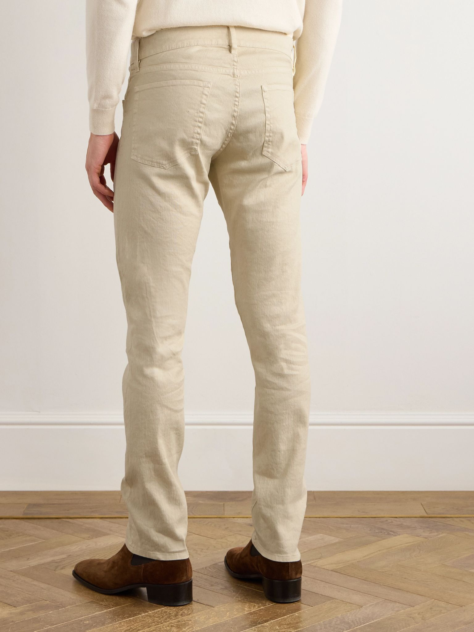 Slim-Leg Twill Trousers Neutral - 4