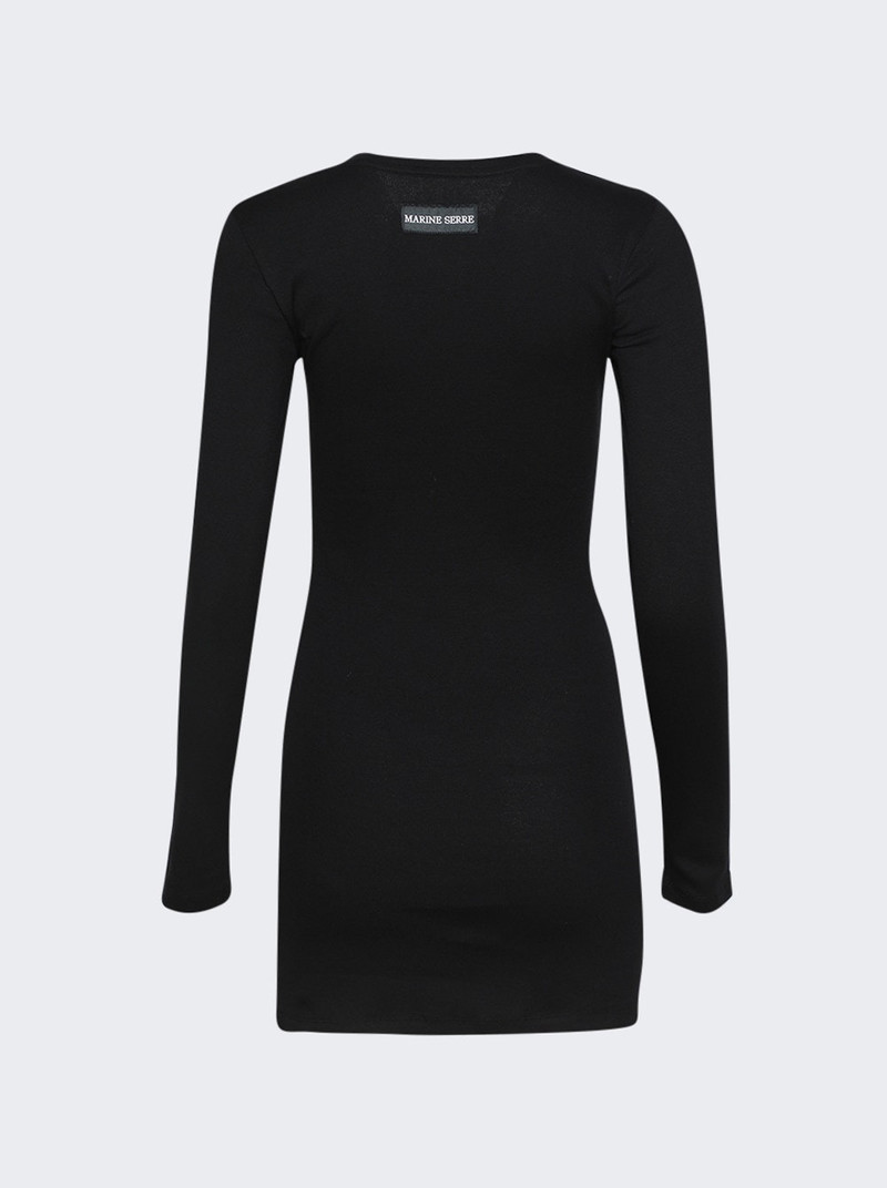 Marine Serre Moon Logo Ribbed Jersey Mini Crewneck Dress Black outlook