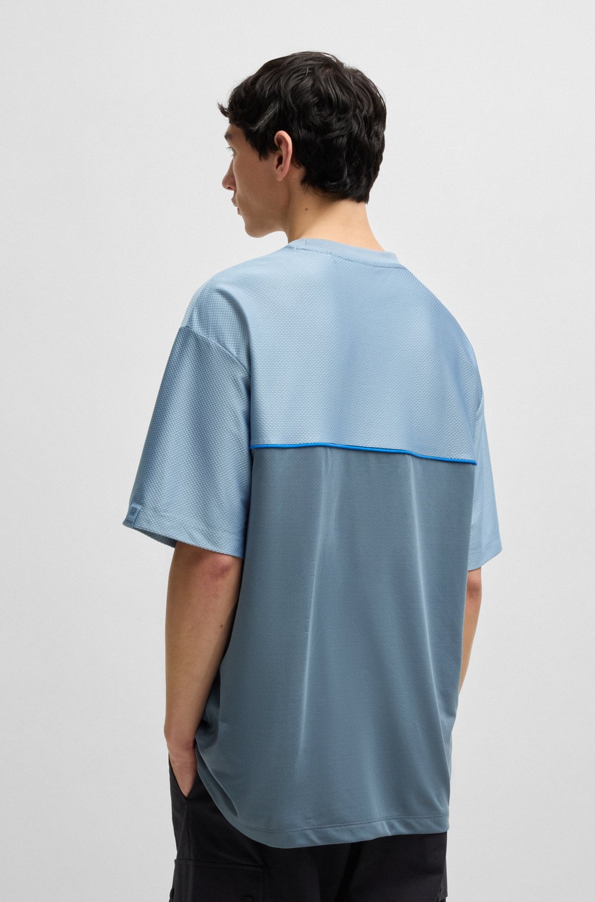 HUGO X RB STRUCTURED-JERSEY T-SHIRT WITH PIPING DETAILS - 5