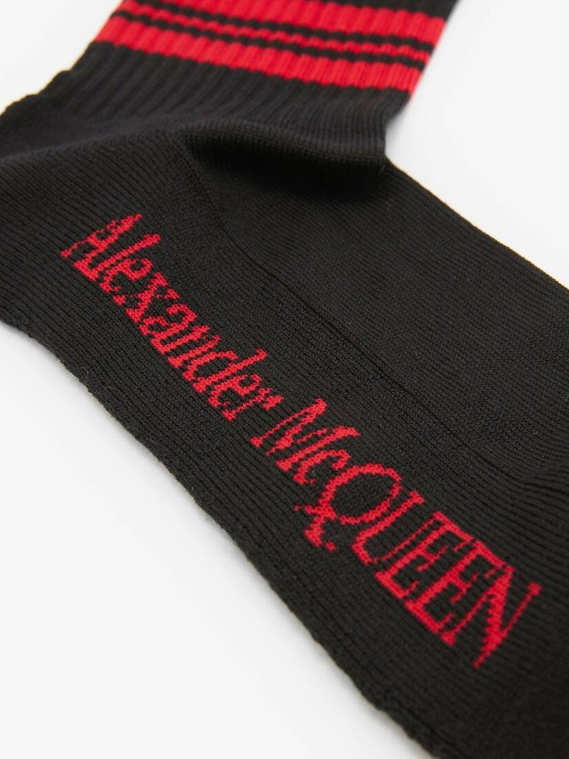 Alexander McQueen Skull Sport Socks in Black/red outlook