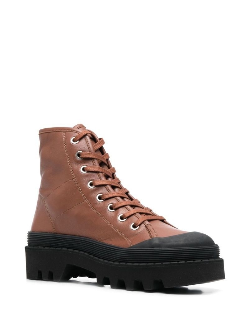 leather lace-up boots - 4