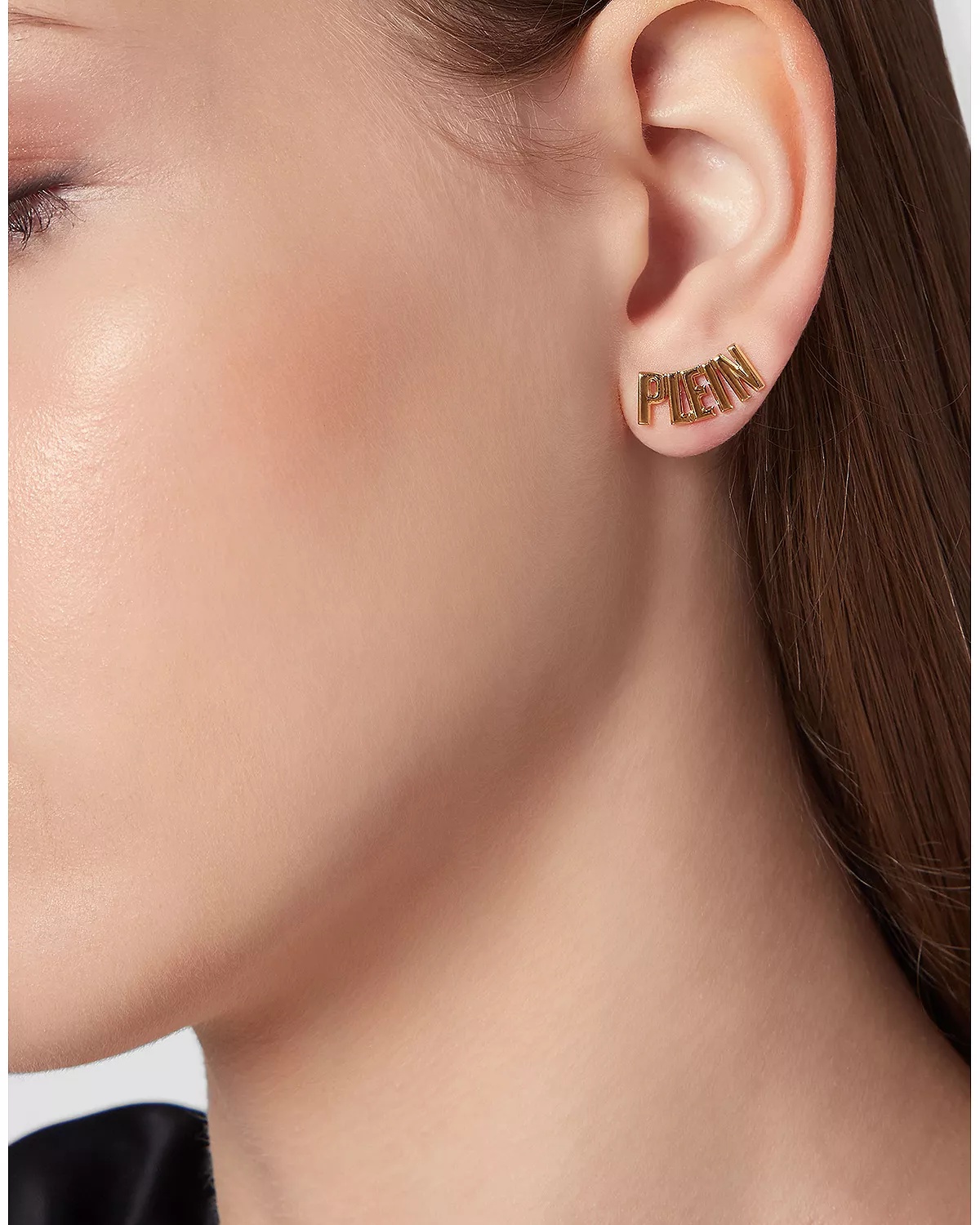 Lettering Gold Tone Stud Earrings, 0.3"W - 3