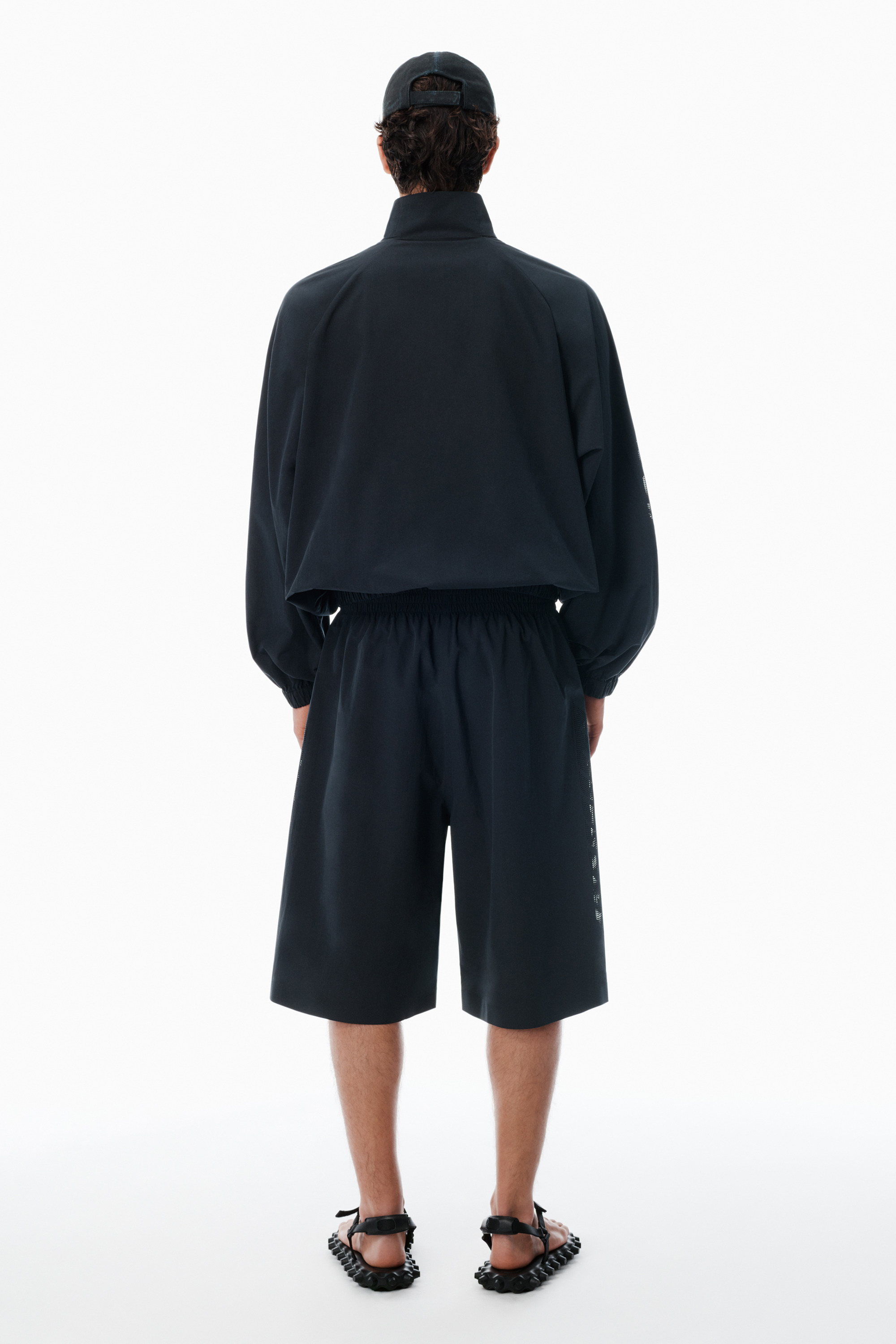 Black Perforated Logo Basketball Shorts - 4