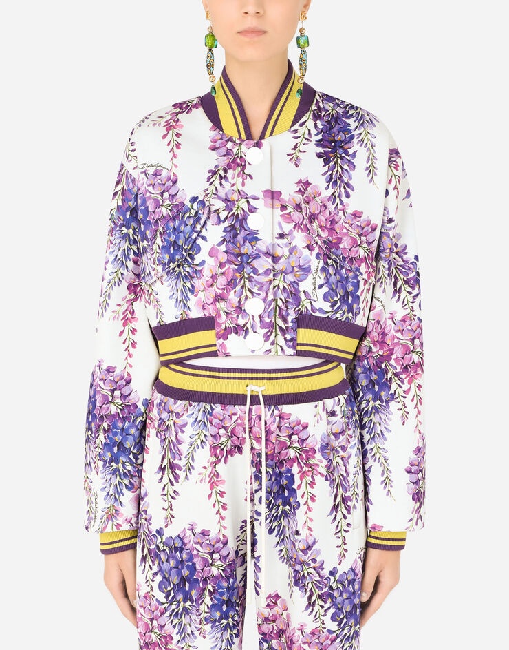 Jersey jacket with wisteria print - 1