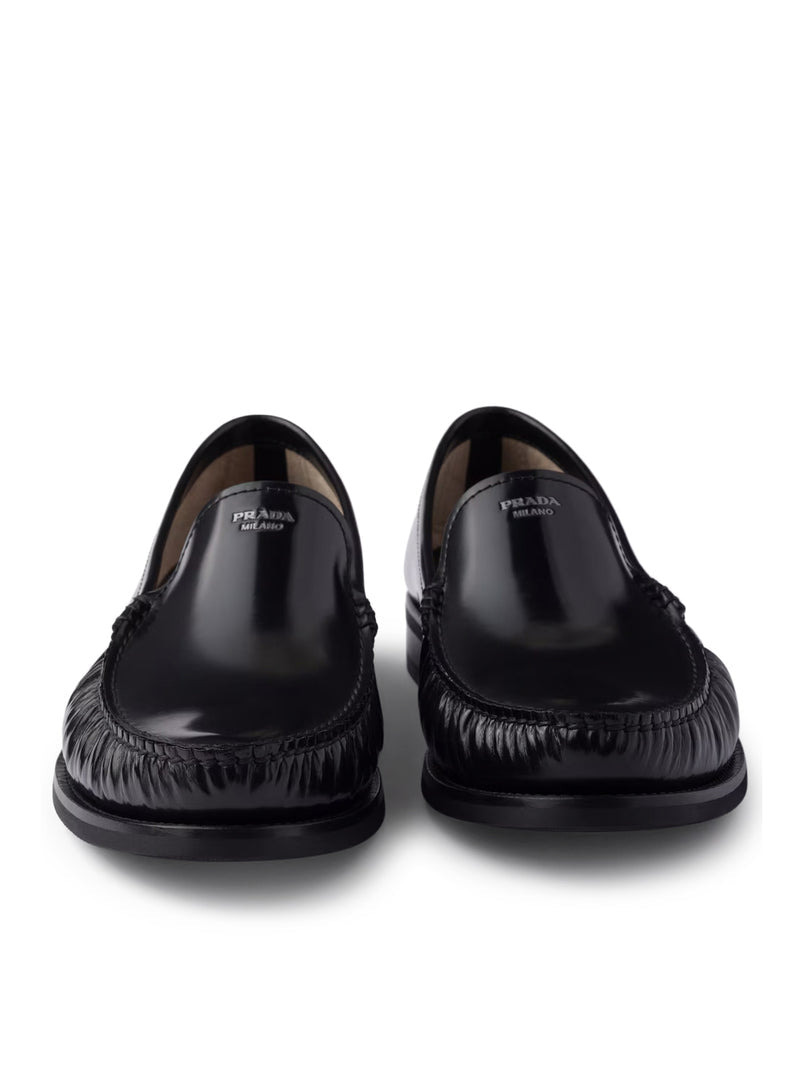 Prada Men Brushed Leather Loafers - 6