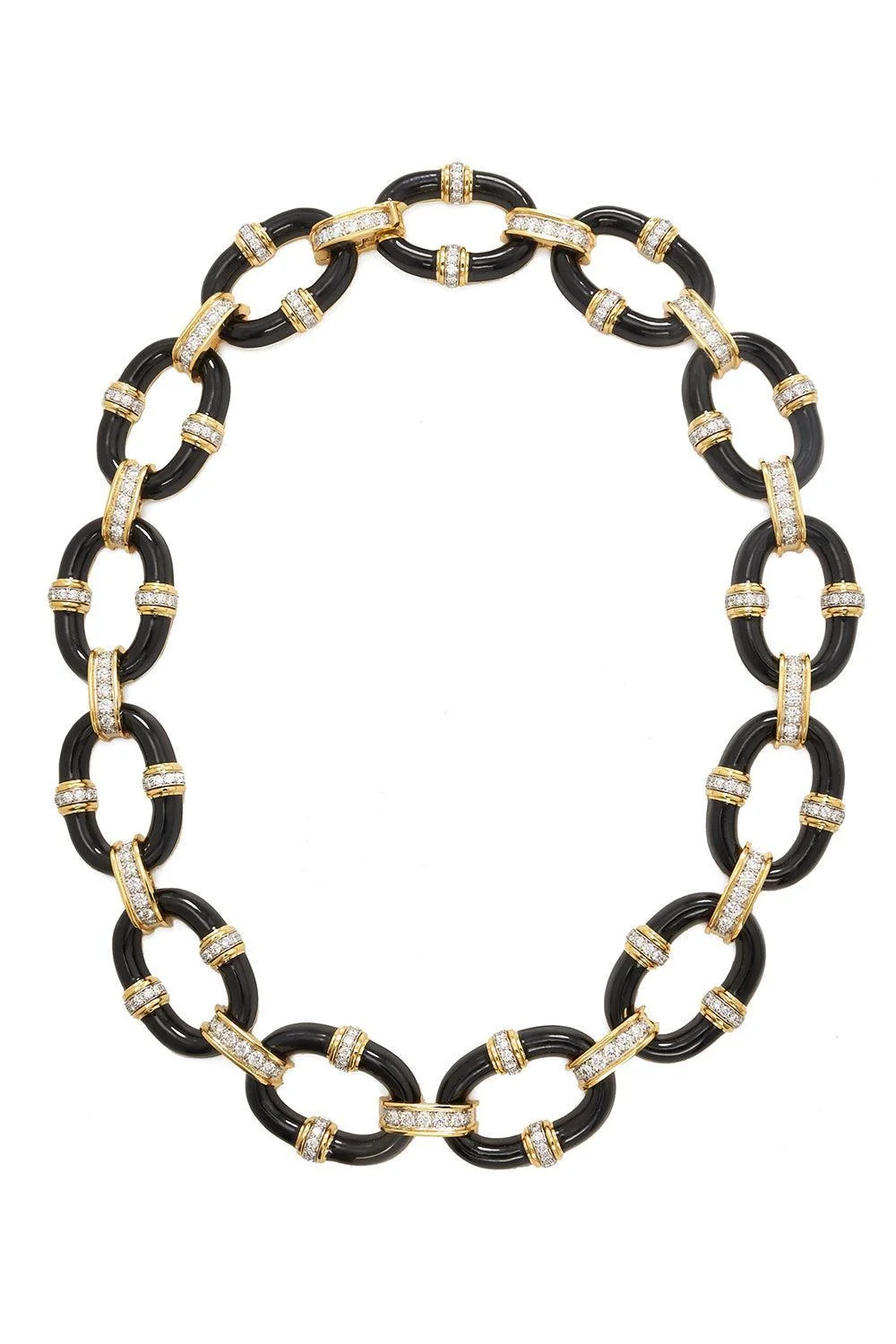 Diamond Black Oval Link Necklace - 1