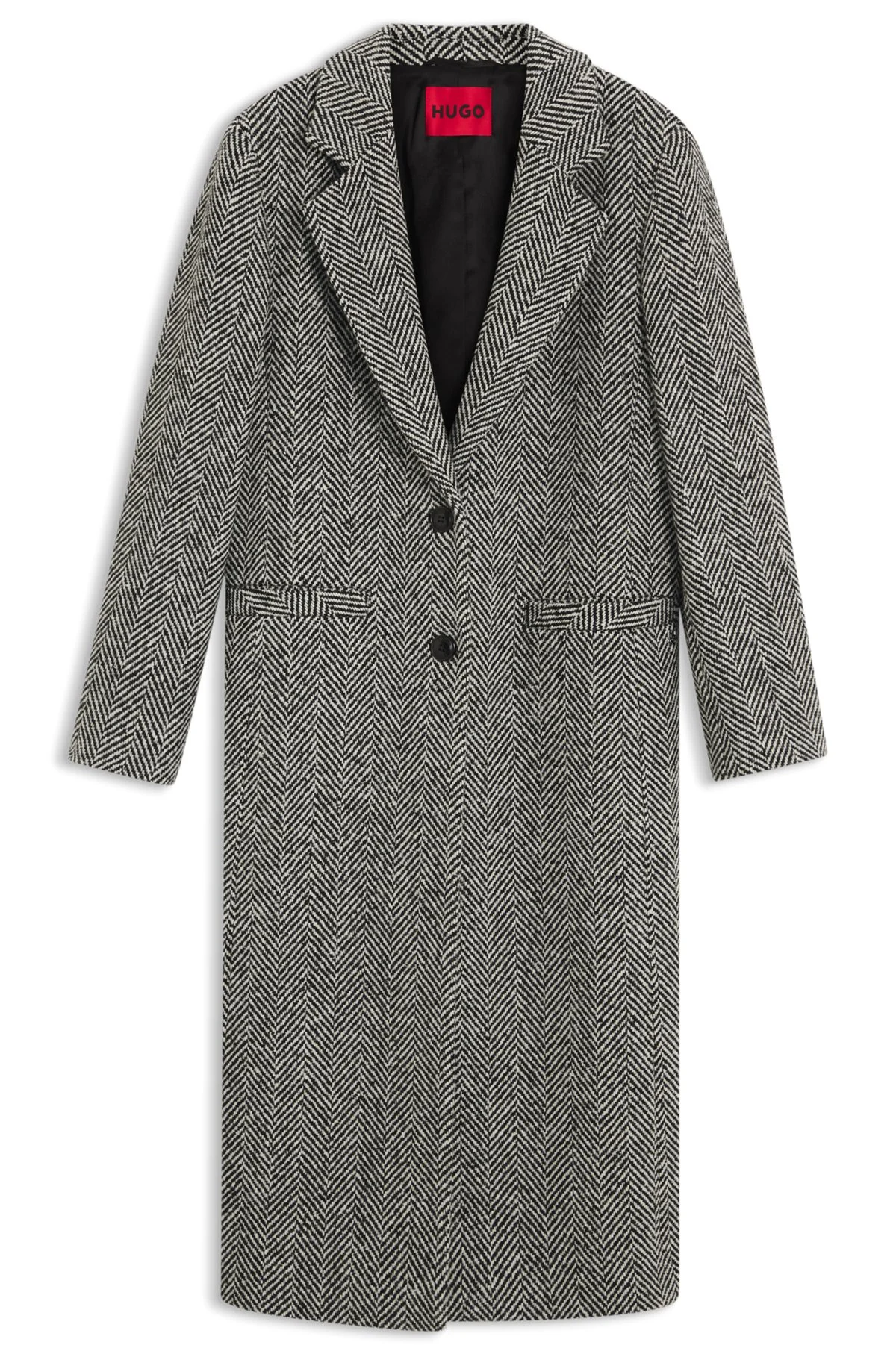 RELAXED-FIT COAT WITH HERRINGBONE PATTERN - 1