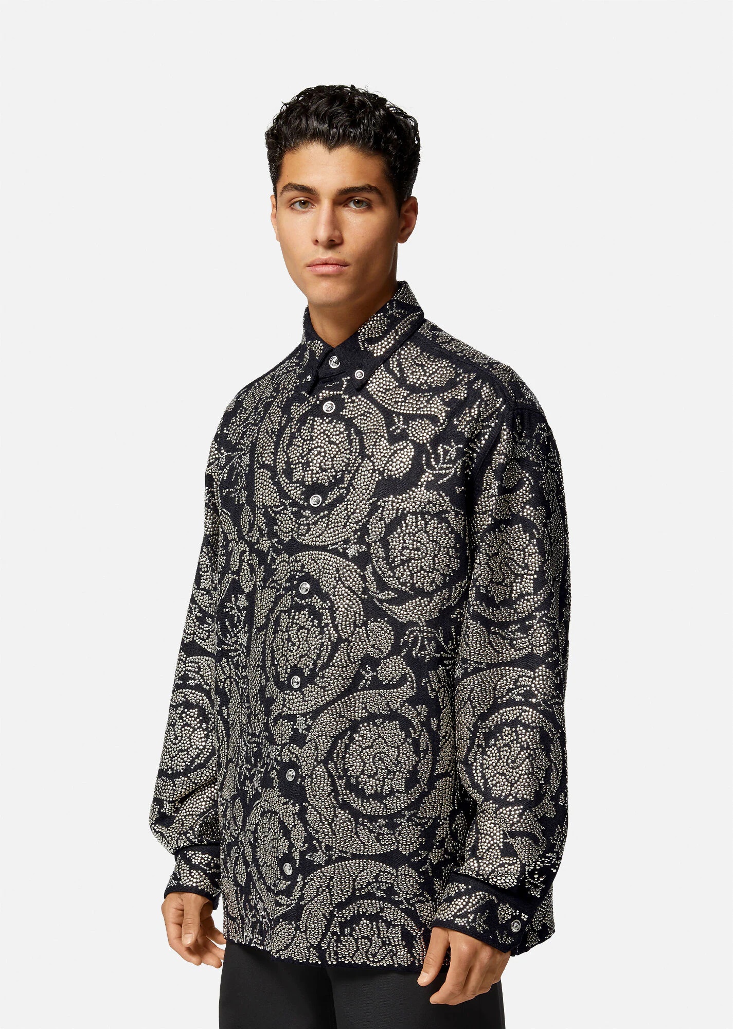 Studded Barocco Silhouette Overshirt - 3