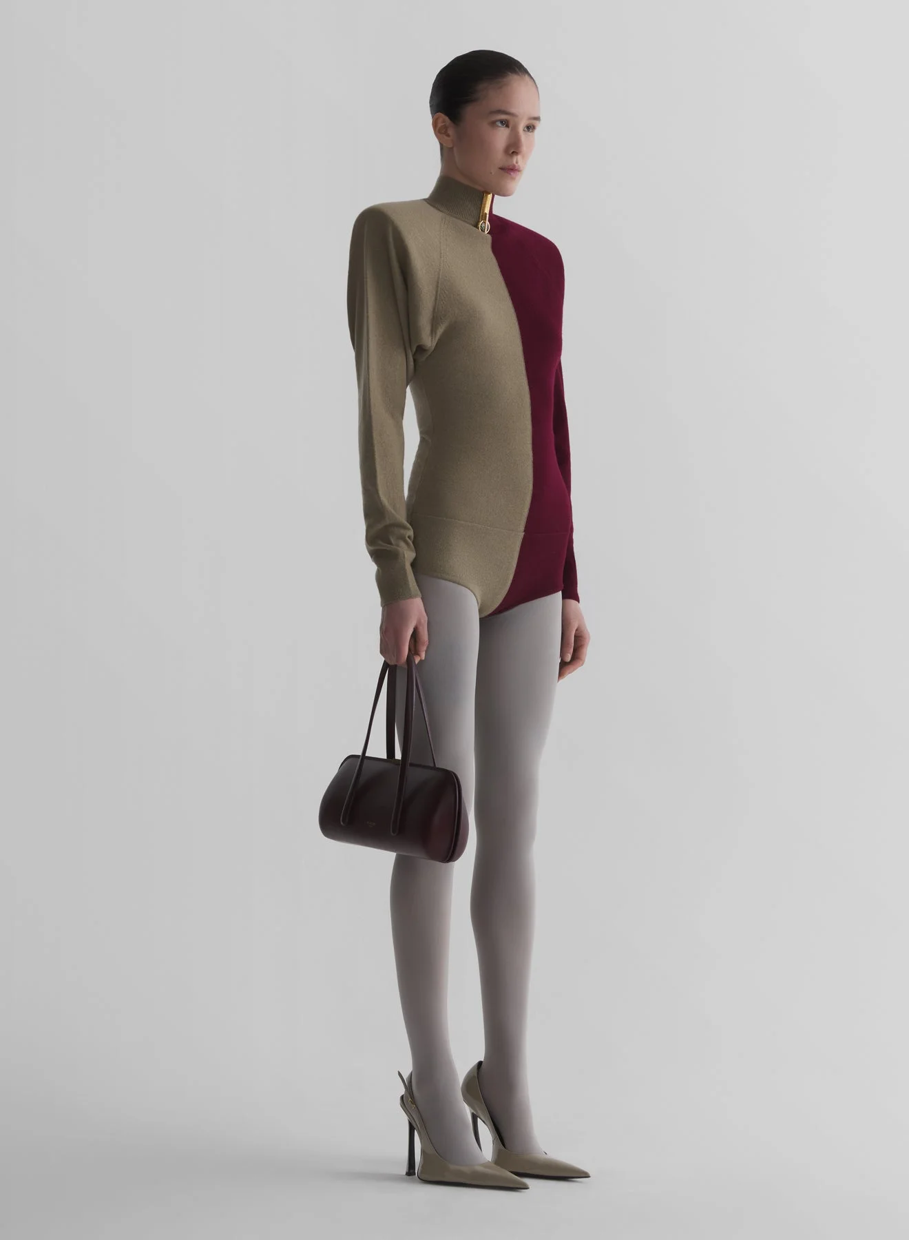 bi-color cashmere bodysuit - 1