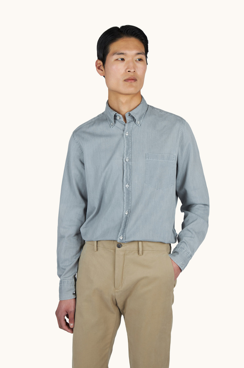 X-SOFT SHIRT IN GIZA COTTON LIGHT DENIM 4