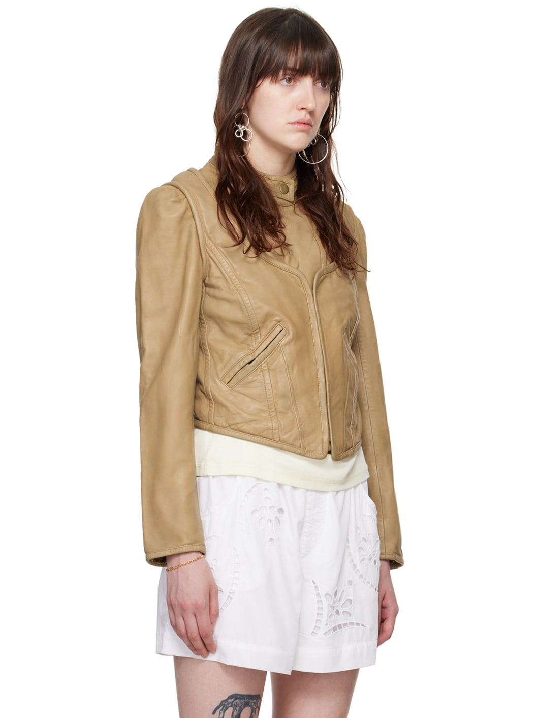 【関税込み】Isabel Marant タン Alexandra レザージャケット Tan Alexandra Leather Jacket by Isabel Marant on Sale