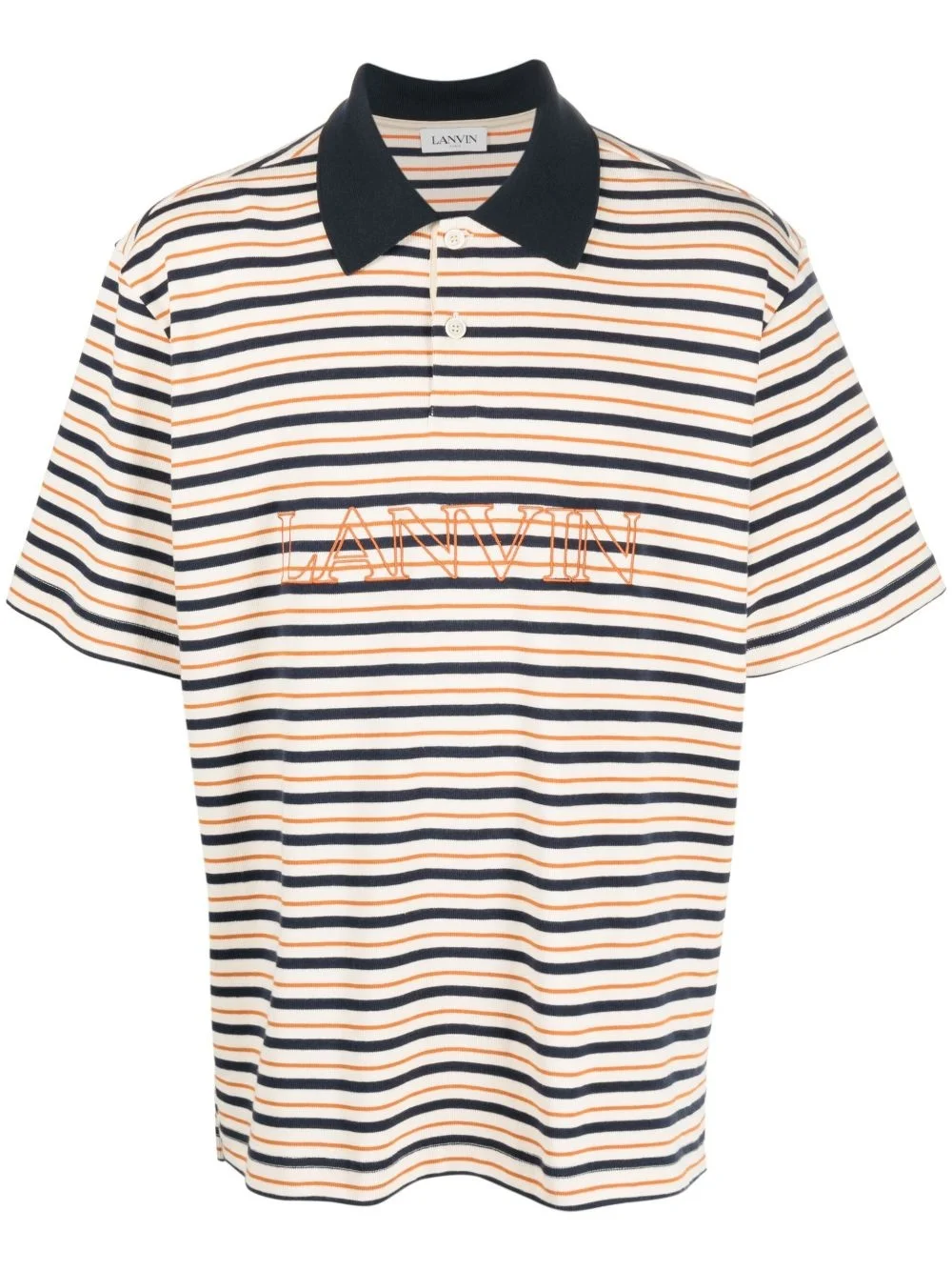 logo-embroidered striped polo shirt - 1