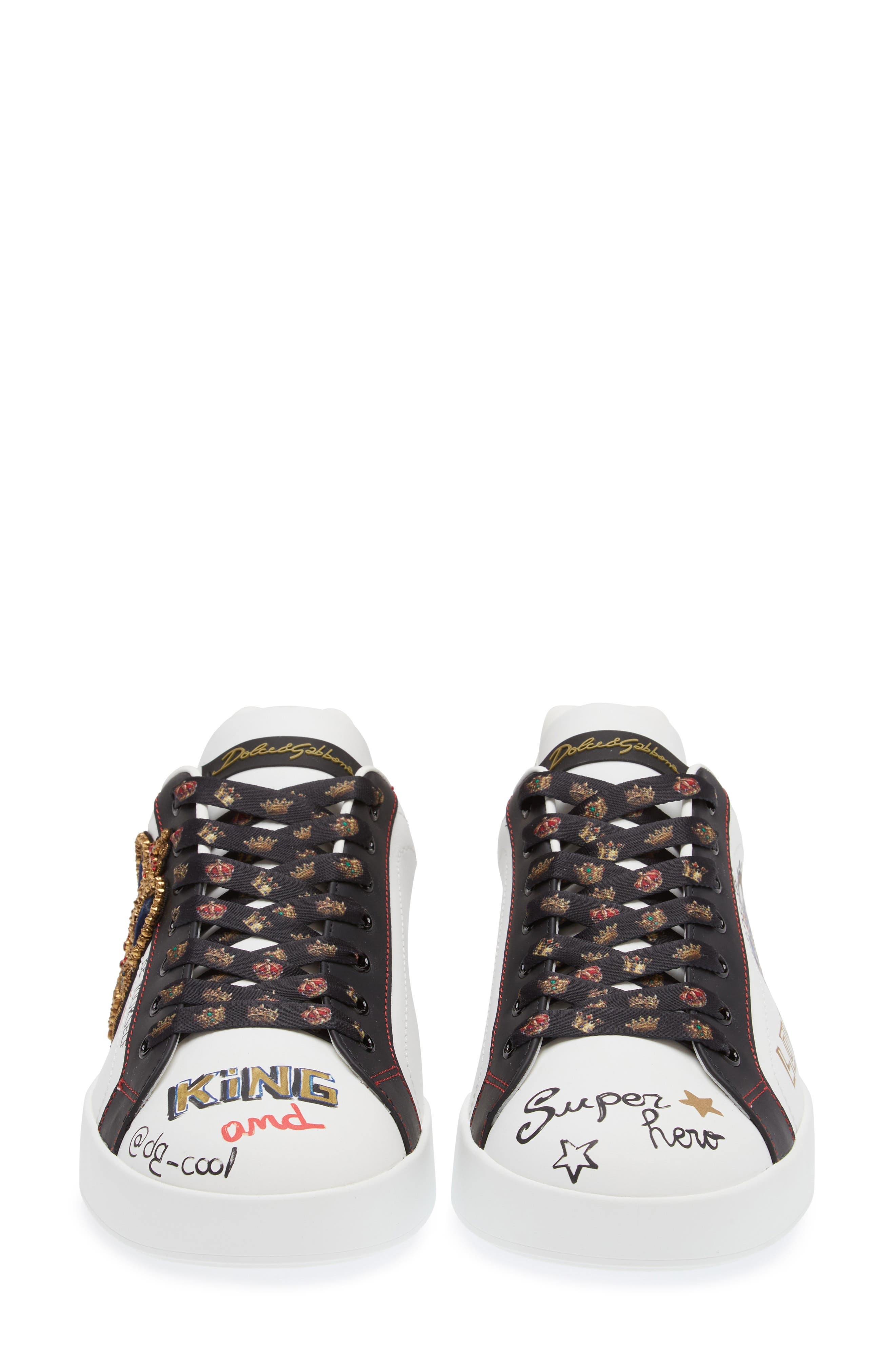 Dolce&Gabbana Portofino Graffiti Embellished Sneaker in White at Nordstrom - 4