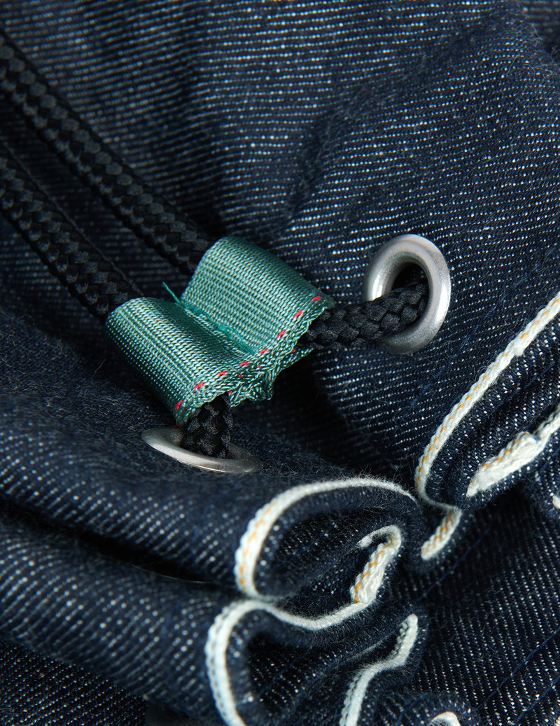 SEAGULL EMBROIDERED POCKET DRAWSTRING DENIM BACKPACK 4