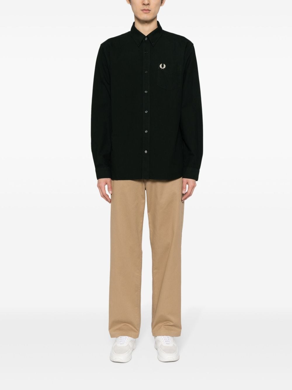 logo-embroidered  long-sleeve shirt - 4