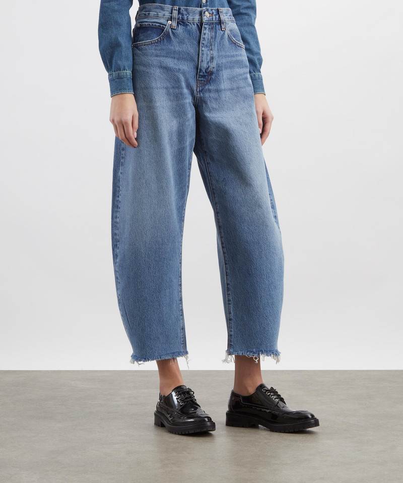 FRAME The Bow High-Rise Barrel-Leg Jeans in Acumen outlook