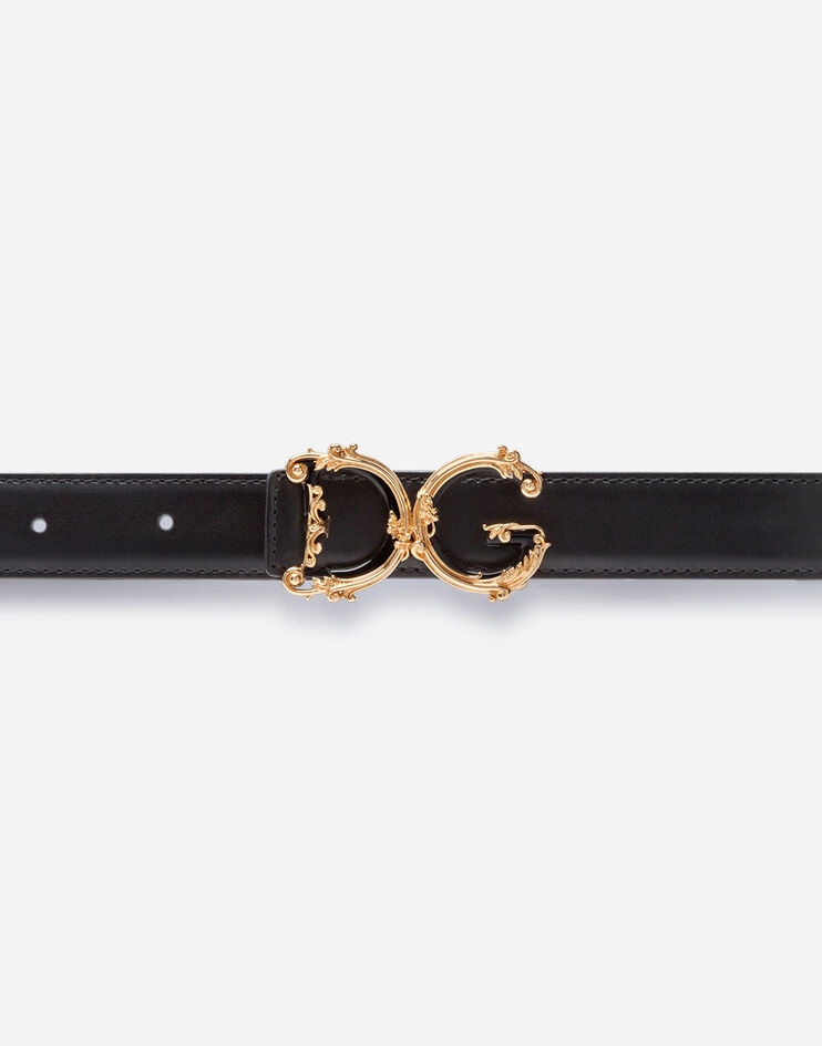 Leather belt with D&G baroque logo - 3