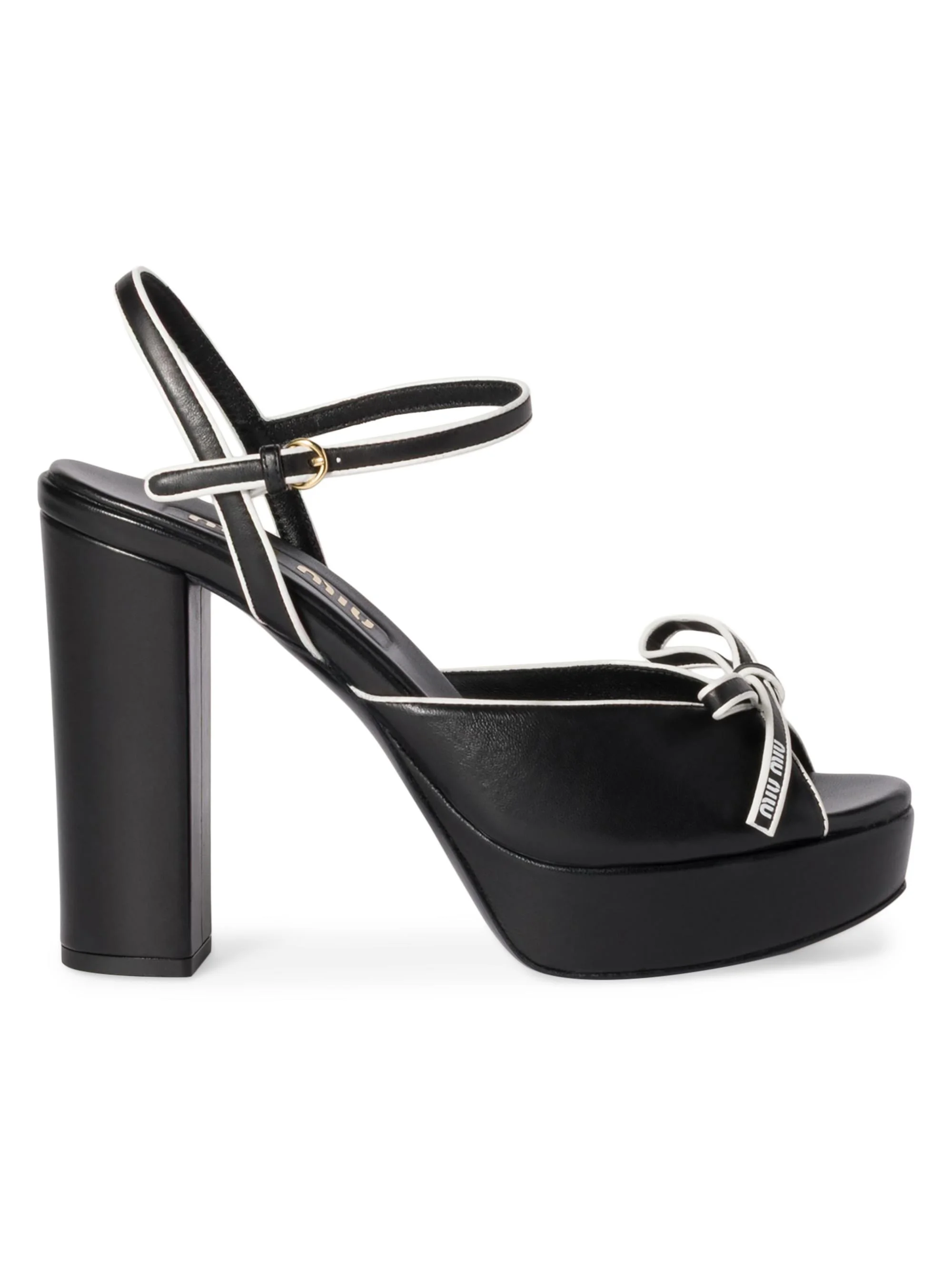 Women's Nappa Leather Platform Sandals - Black - 1