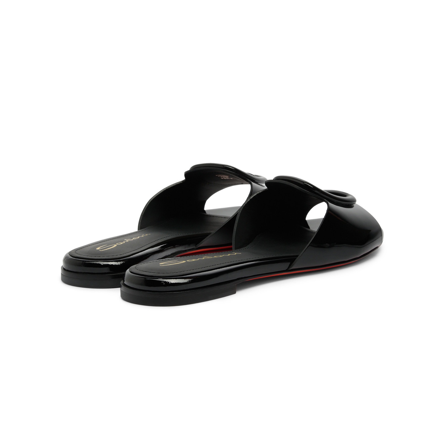 Women's black patent leather slide sandal - 4