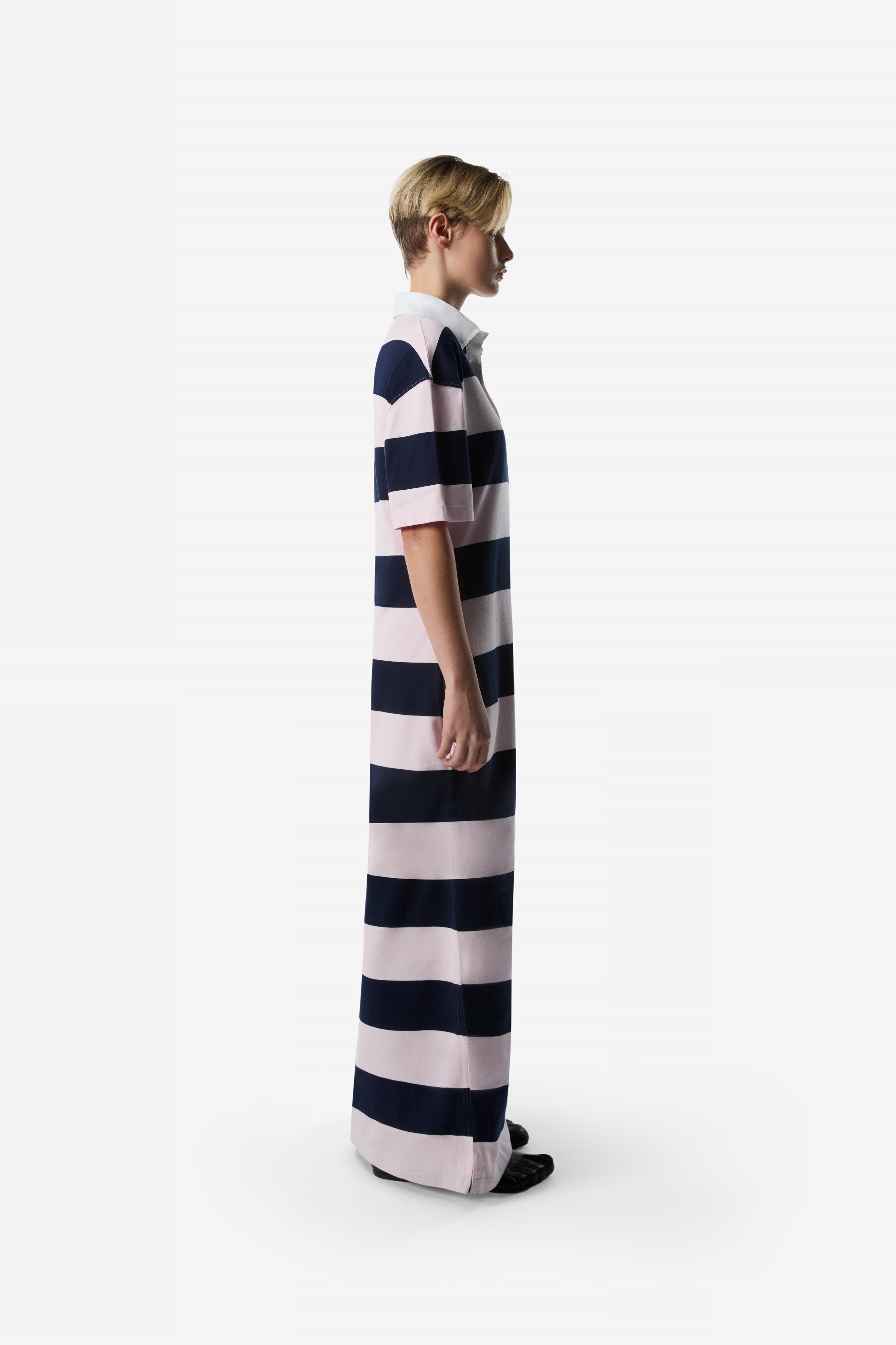 Striped Long Polo Dress - 3